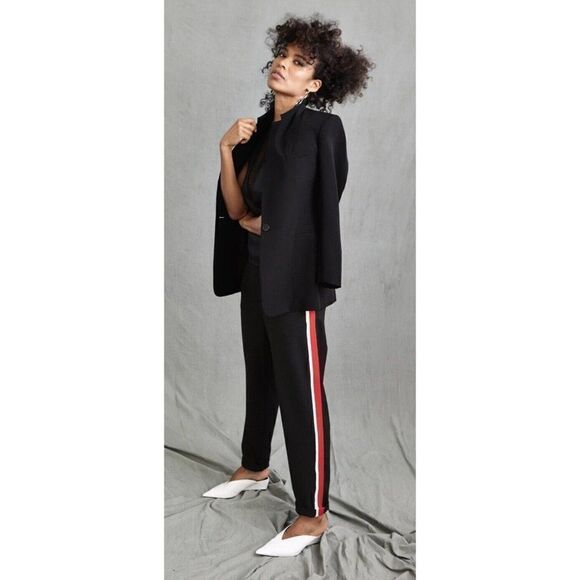 zara 4661/261/800 black red white leggings trousers pants small High Rise - Picture 2 of 8